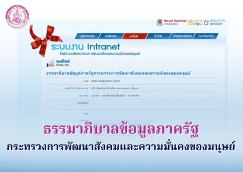 ประกาศ นโยบาย มาตรฐาน และแนวทางปฎิบัติเกี่ยวกับข้อมูล กระทรวง พม. ภายใต้กรอบธรรมาภิบาลข้อมูลภาครัฐ